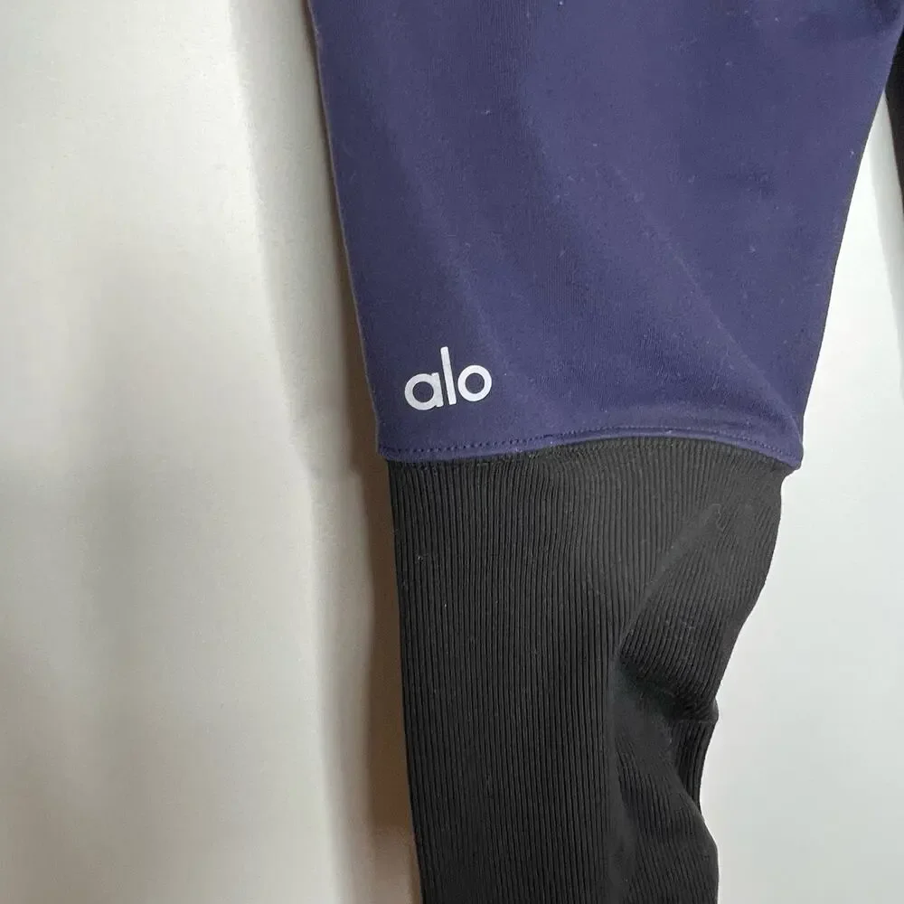 ALO Goddess Yoga Leggings Navy And Gray Size Small